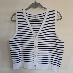 Kathy Ireland Navy and White Striped Vest